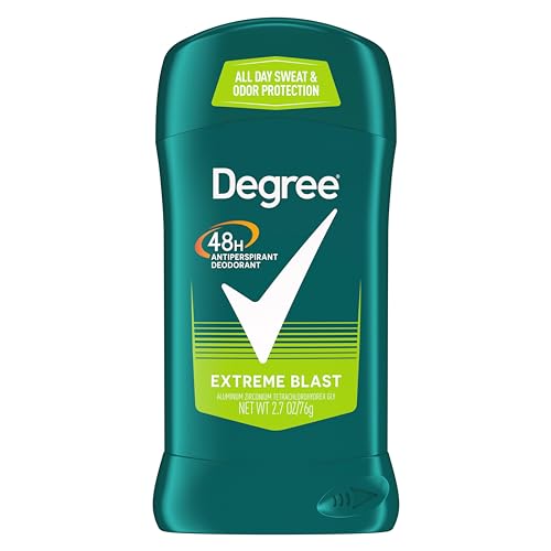 Degree Men Original Protection Antiperspirant Deodorant 48-Hour Sweat and Odor Protection Extreme Blast Antiperspirant For Men 2.7 oz (Packaging may vary)