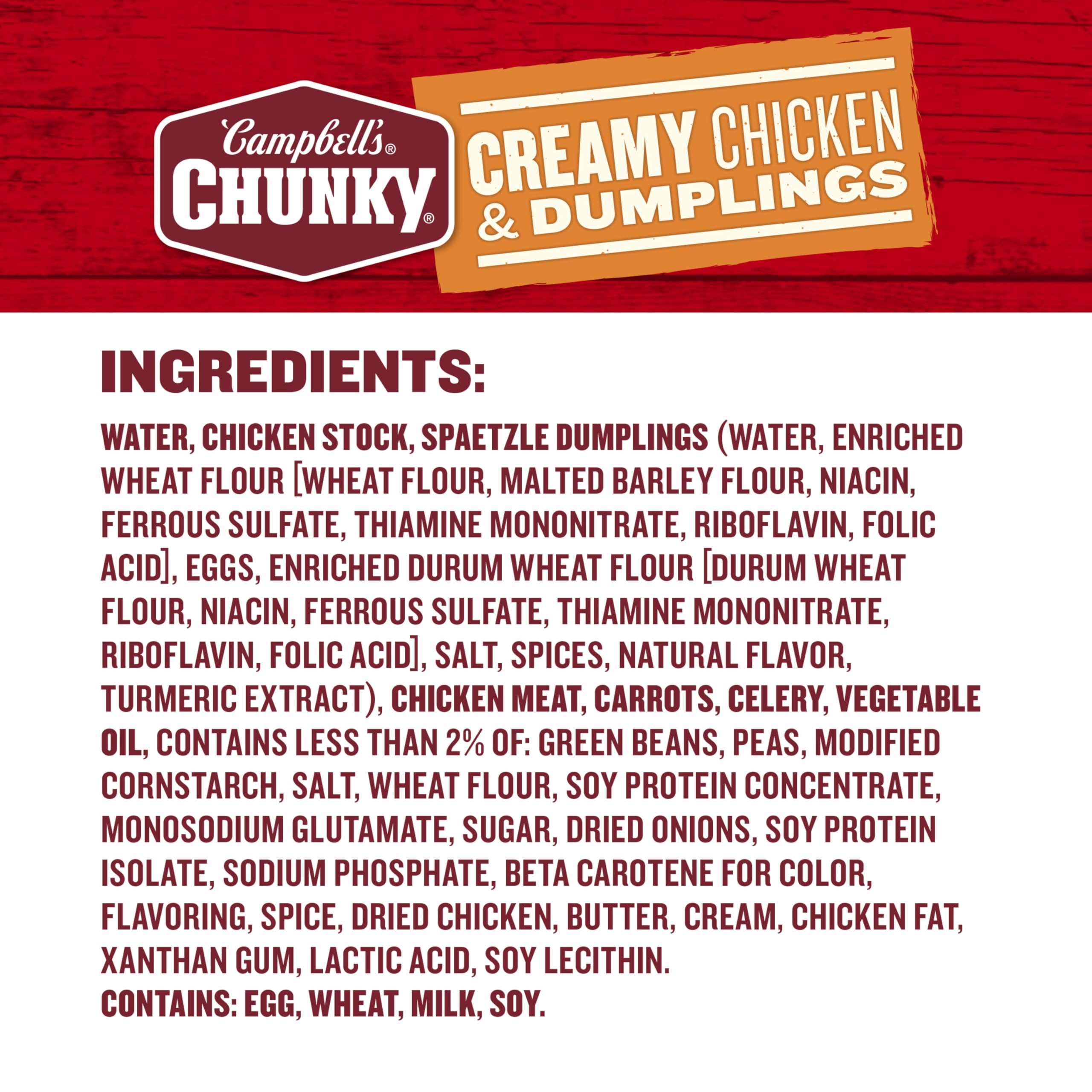 Campbell's Chunky Soup, Creamy Chicken and Dumplings Soup, 18.8 Oz Can (Case of 12)