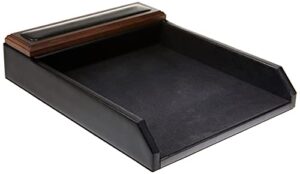 dacasso leather desktop tray luxury letter holder & paper desk-office organization, 13.62in x 10.62in x 2.50in, black