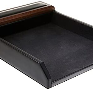 Dacasso Leather Desktop Tray Luxury Letter Holder & Paper Desk-Office Organization, 13.62in x 10.62in x 2.50in, Black