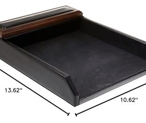 Dacasso Leather Desktop Tray Luxury Letter Holder & Paper Desk-Office Organization, 13.62in x 10.62in x 2.50in, Black