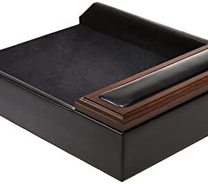 Dacasso Leather Desktop Tray Luxury Letter Holder & Paper Desk-Office Organization, 13.62in x 10.62in x 2.50in, Black