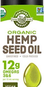 Manitoba Harvest Organic Hemp Oil, Cold Pressed, 12g of Omegas 3&6 Per Serving, Non-GMO, 8.45 Fl Oz