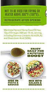 Manitoba Harvest Organic Hemp Oil, Cold Pressed, 12g of Omegas 3&6 Per Serving, Non-GMO, 8.45 Fl Oz