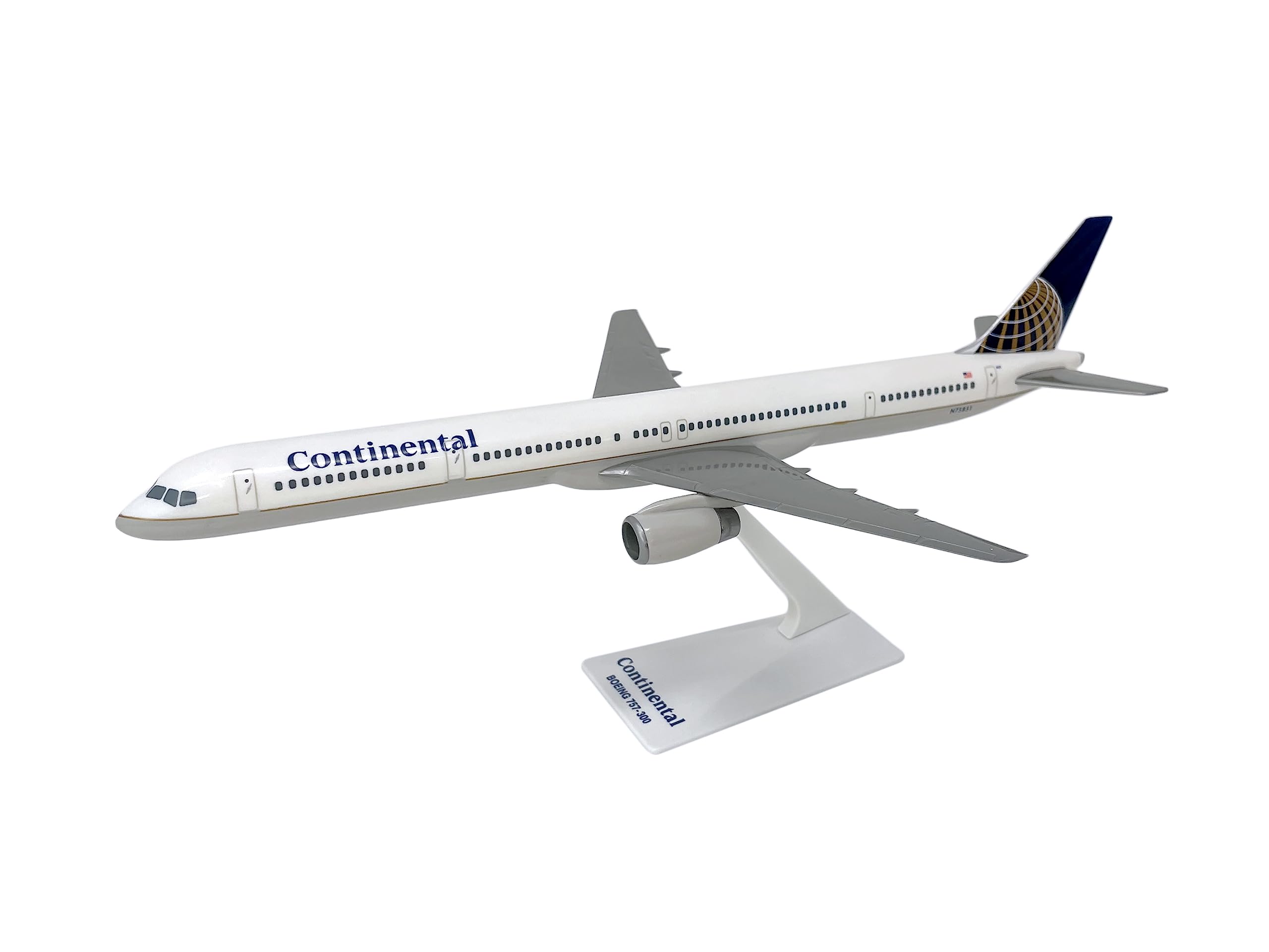 Flight Miniatures Continental (91-10) Boeing 757-300 1:200 Scale - Plastic Snap-Fit Model Airplane - Collectible Replica of Continental Airlines Aircraft Part #ABO-75730H-003