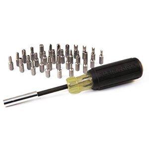 Klein Tools 32510 Magnetic Multibit Screwdriver with Sturdy Torx, Hex, Spanner, Tri-Wing, Torq and Nut Tamperproof Bits and Storage Block