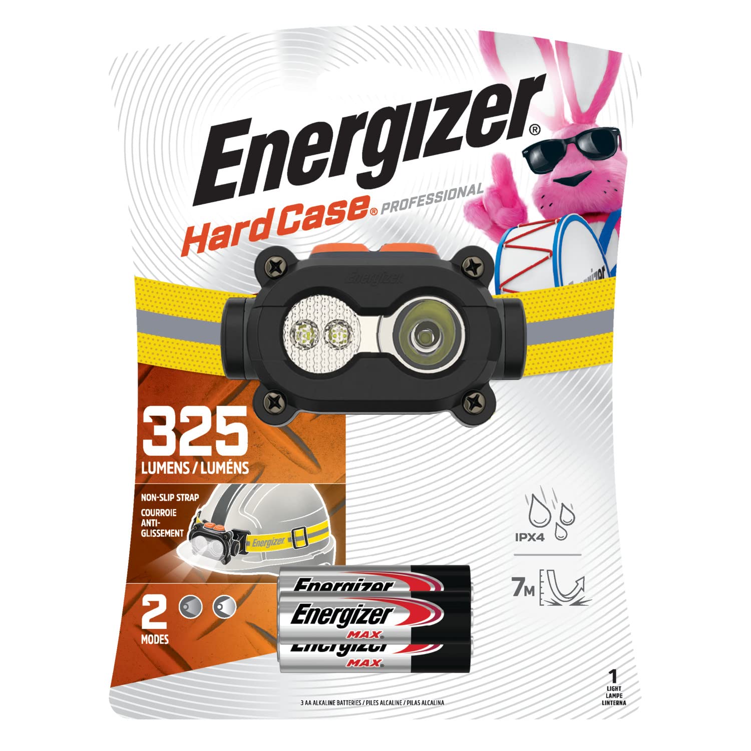 Energizer Hardcase LED Headlamp, Water Resistant Hard Hat Headlamp for Construction Work, Camping and Emergency Light, Includes Batteries, Pack of 1
