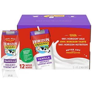 horizon organic shelf-stable low fat milk boxes, vanilla, 8 oz., 12 pack