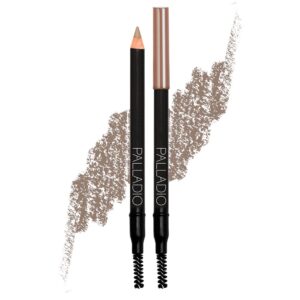 palladio brow pencil & brush for eyebrows, taupe