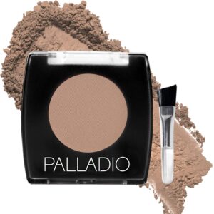 palladio brow powder for eyebrows, soft and natural eyebrow powder with jojoba oil & shea butter, helps enhance & define brows, compact size for purse or travel, includes applicator brush, taupe