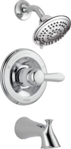 delta faucet lahara 14 series single-handle tub and shower trim kit, shower faucet with 5-spray touch-clean shower head, chrome t14438 (valve not included), without rough