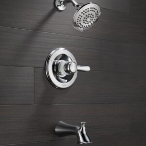 Delta Faucet Lahara 14 Series Single-Handle Tub and Shower Trim Kit, Shower Faucet with 5-Spray Touch-Clean Shower Head, Chrome T14438 (Valve Not Included), Without Rough