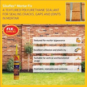 Sikaflex Mortar Fix, Limestone, Polyurethane sealant for repairing damaged mortar, joints and gaps. Sealing mortar cracks 10.1 fl. oz Cartridge