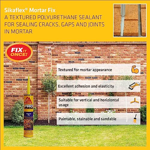 Sikaflex Mortar Fix, Limestone, Polyurethane sealant for repairing damaged mortar, joints and gaps. Sealing mortar cracks 10.1 fl. oz Cartridge