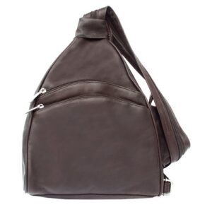piel leather two-pocket sling, chocolate, one size