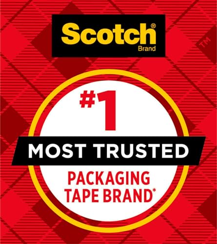 Scotch Heavy Duty Shipping Packing Tape, Clear, Shipping and Packaging Supplies, 1.88 in. x 54.6 yd., 2 Tape Rolls with 1 Dispenser