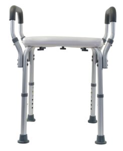 essential medical supply height adjustable shower and bath bench with padded arms and textured shower chair seat