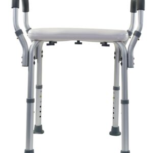 Essential Medical Supply Height Adjustable Shower and Bath Bench with Padded Arms and Textured Shower Chair Seat