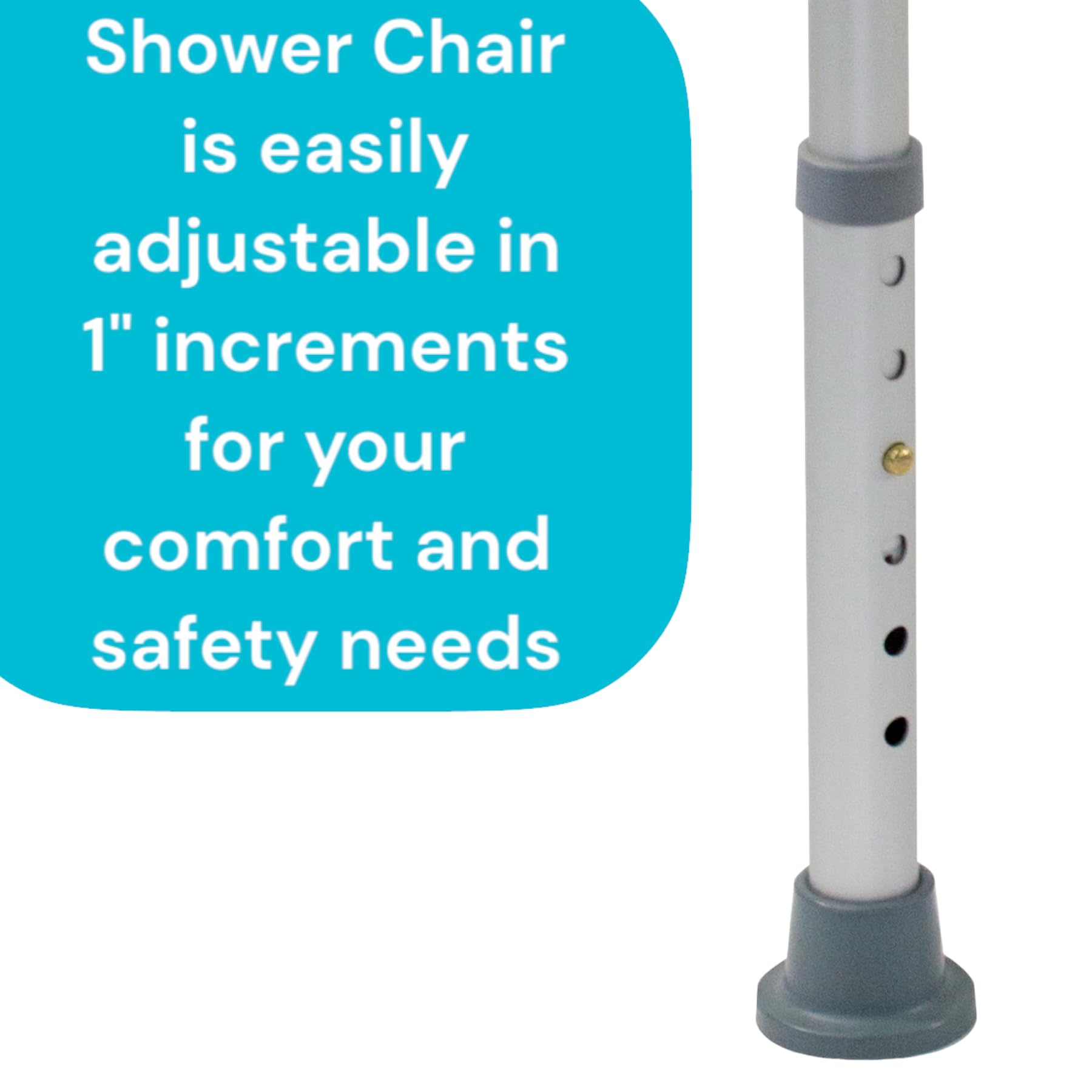 Essential Medical Supply Height Adjustable Shower and Bath Bench with Padded Arms and Textured Shower Chair Seat