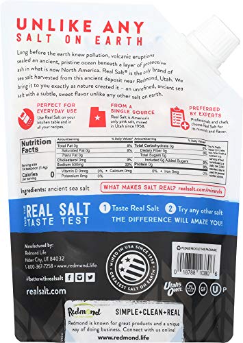 Redmond Real Sea Salt - Natural Unrefined Gluten Free Coarse, 16 Ounce Pouch (1 Pack)