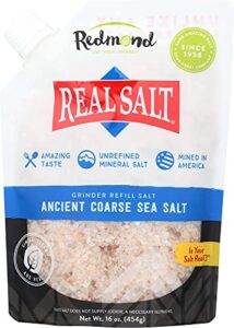 redmond real sea salt - natural unrefined gluten free coarse, 16 ounce pouch (1 pack)