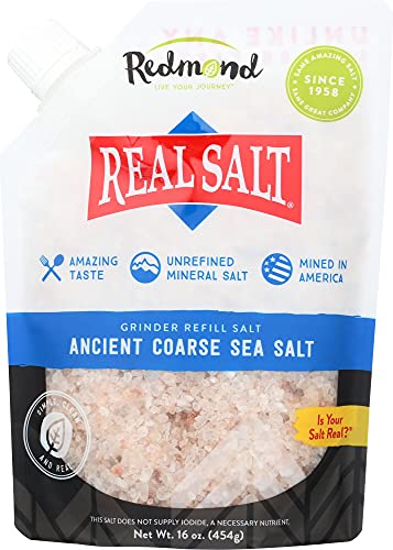 Redmond Real Sea Salt - Natural Unrefined Gluten Free Coarse, 16 Ounce Pouch (1 Pack)