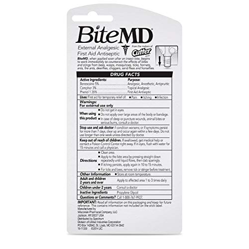 Cutter BiteMD Insect Bite Relief Stick, Analgesic And Antiseptic 0.5 Fl Oz (Pack of 1)