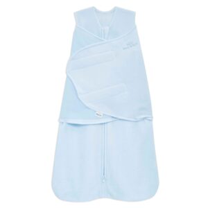 halo micro-fleece sleepsack swaddle, 3-way adjustable wearable blanket, tog 3.0, baby blue, small, 3-6 months