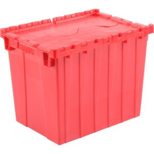 global industrial distribution container with hinged lid 21-7/8x15-1/4x17-1/4 red