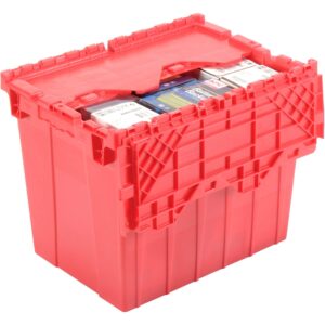 Global Industrial Distribution Container With Hinged Lid 21-7/8x15-1/4x17-1/4 Red