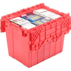 Global Industrial Distribution Container With Hinged Lid 21-7/8x15-1/4x17-1/4 Red