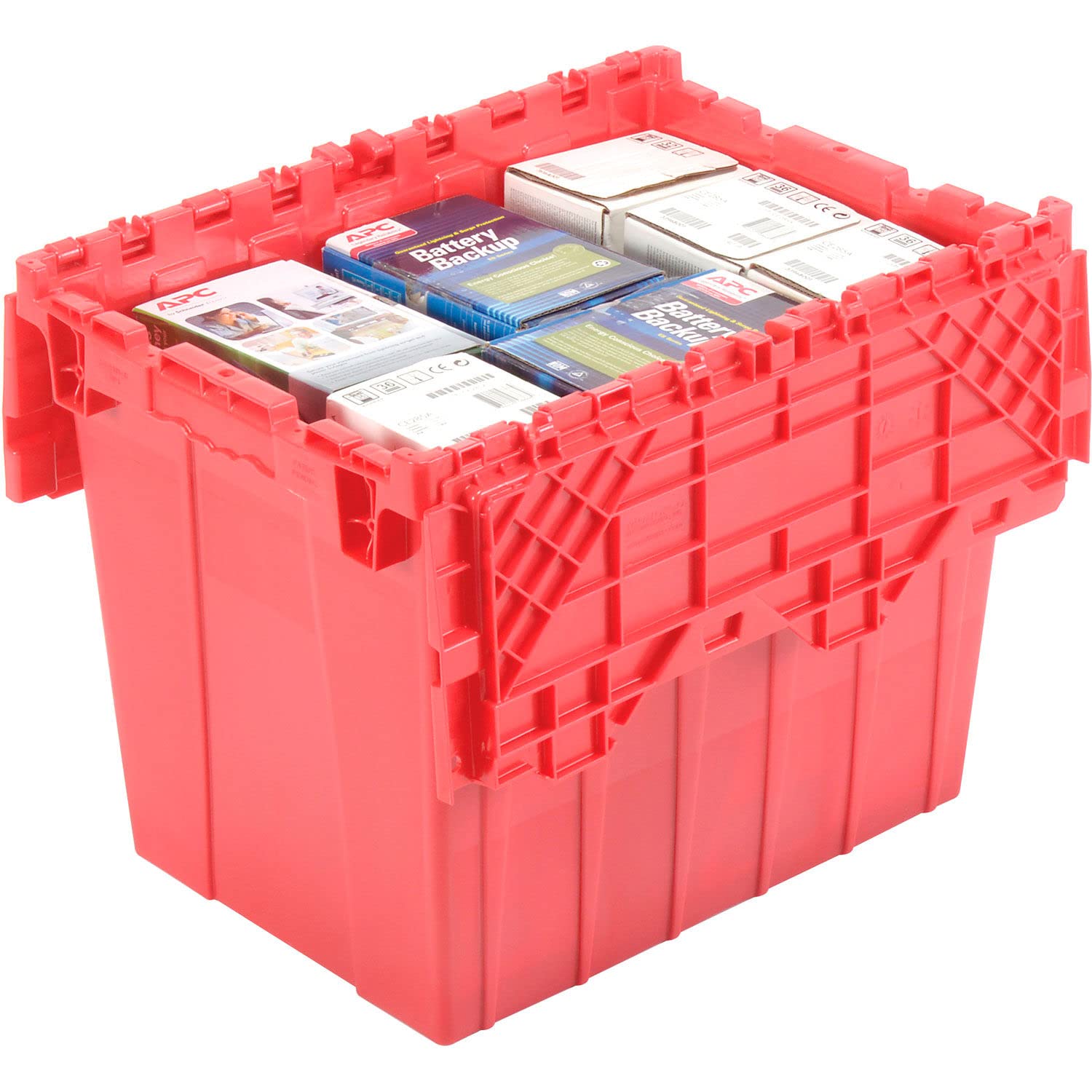 Global Industrial Distribution Container With Hinged Lid 21-7/8x15-1/4x17-1/4 Red