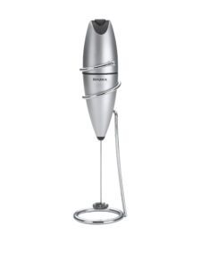 bonjour coffee stainless steel hand-held battery-operated beverage whisk / milk frother, silver
