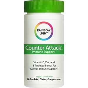 rainbow light counter attack immune support, dietary supplement provides immune support, with vitamin c, zinc and 3 targeted herbal blends, vegan and gluten free, 90 count