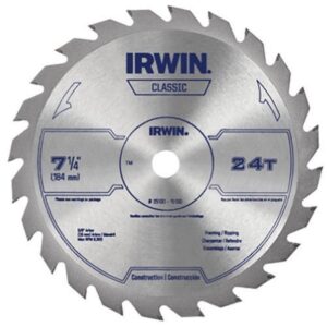 irwin tools classic series steel corded circular saw blade, 7 1/4-inch, 24t (25130)