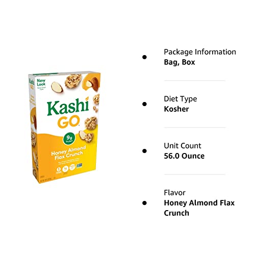 Kashi GO Breakfast Cereal, Family Breakfast, Fiber Cereal, Honey Almond Flax Crunch (4 Boxes)