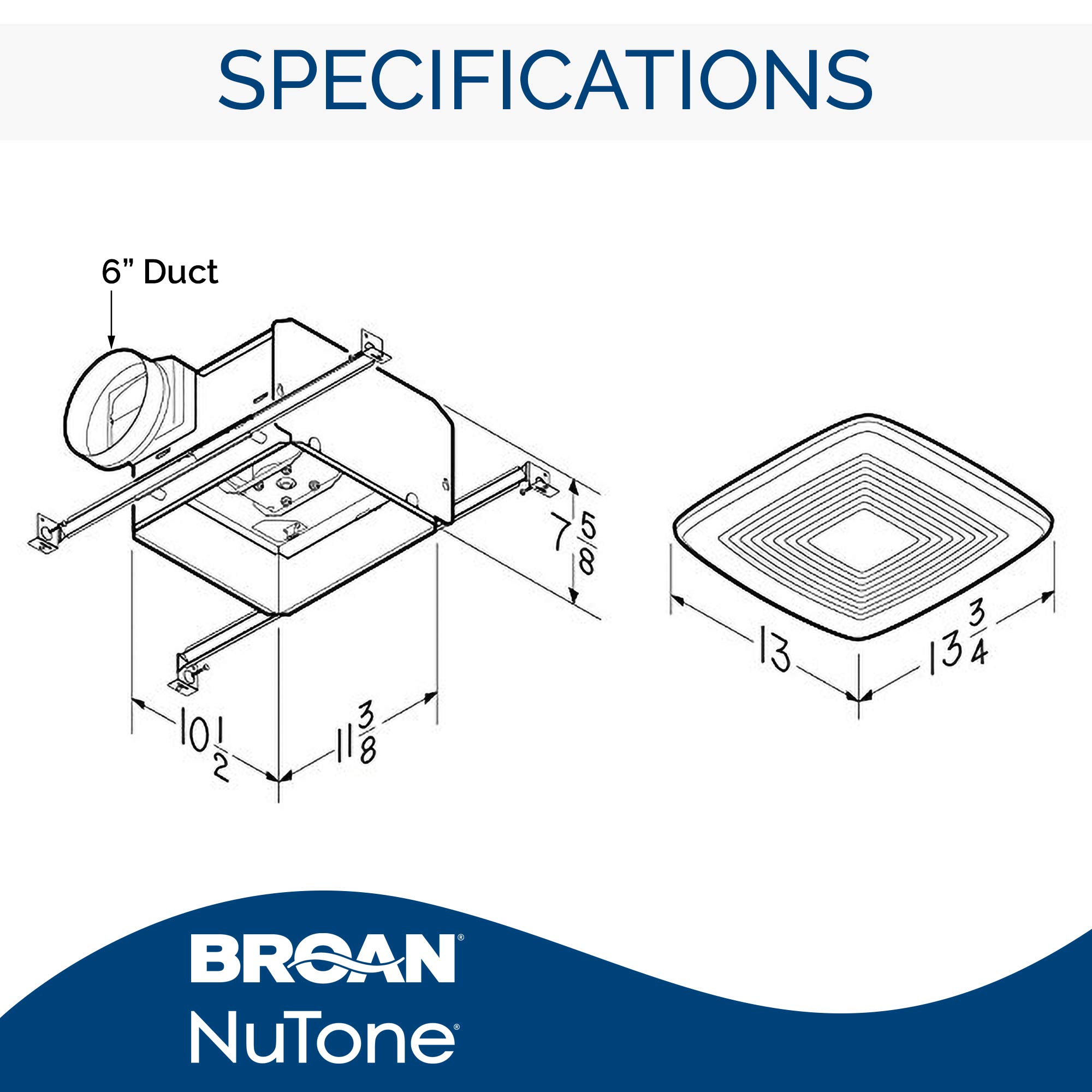 Broan-NuTone Very Quiet Ceiling Bathroom Exhaust Fan, ENERGY STAR Certified, 0.3 Sones, 80 CFM,White