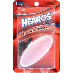 hearos earplugs rock 'n roll series with free case, 1-pair foam