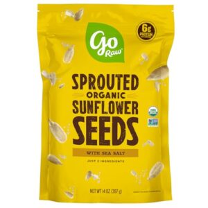 go raw with sea salt sprouted organic bag keto vegan gluten free snacks superfood, sunflower seeds, 14 oz
