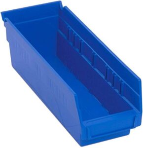 quantum storage systems qsb101bl 36-pack 4" hanging plastic shelf bin storage containers, 11-5/8" x 4-1/8" x 4" , blue