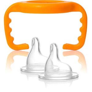 thinkbaby baby bottle to sippy conversion kit, orange