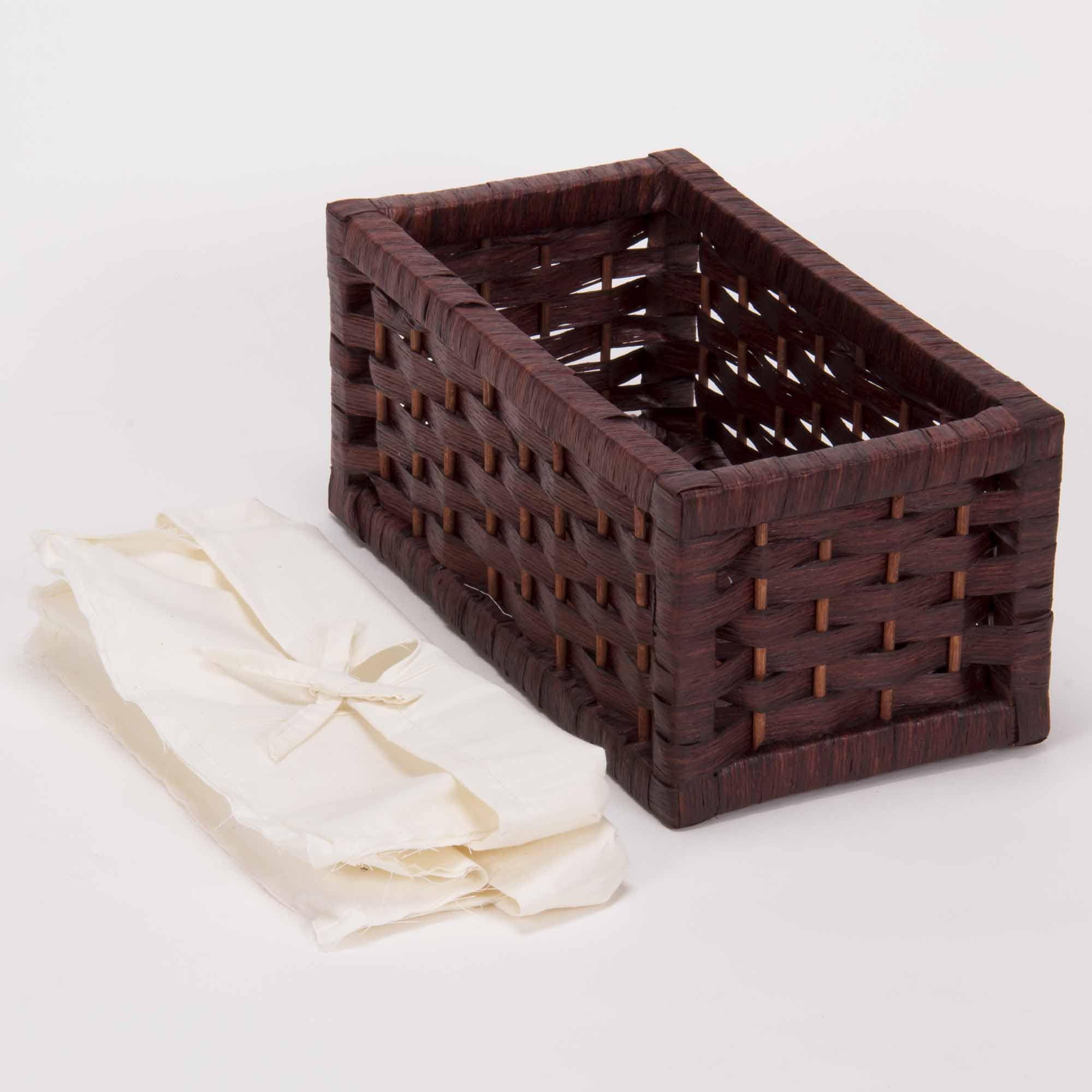 Household Essentials ML-7021 Set of Three Wicker Storage Baskets with Removable Liners | Paper Rope Dark Brown Stain