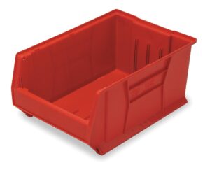 quantum qus954 plastic storage stacking hulk container, 24-inch by 16-inch by 11-inch, red, case of 1