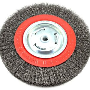 Forney 72762 Wire Bench Wheel Brush, Wide Face Coarse Crimped with 1/2-Inch and 5/8-Inch Arbor, 8-Inch-by-.014-Inch