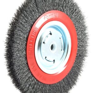 Forney 72762 Wire Bench Wheel Brush, Wide Face Coarse Crimped with 1/2-Inch and 5/8-Inch Arbor, 8-Inch-by-.014-Inch