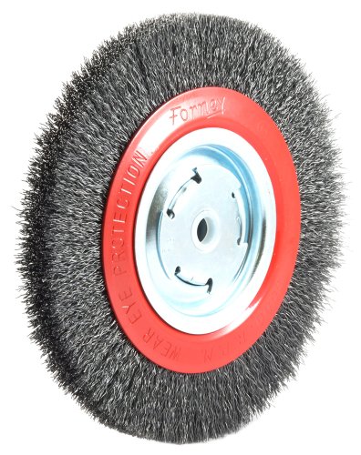 Forney 72762 Wire Bench Wheel Brush, Wide Face Coarse Crimped with 1/2-Inch and 5/8-Inch Arbor, 8-Inch-by-.014-Inch