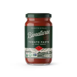 bionaturae organic tomato paste - no salt tomato paste, tomato paste in a jar, keto friendly, non-gmo, usda certified organic, no added sugar, no added salt, made in italy - 7 oz, 12 pack