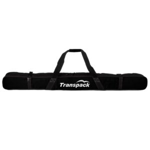 transpack ski 182 super tough water-resistant lightweight compact padded travel ski bag designed for a single pair of skis - 182 cm, black