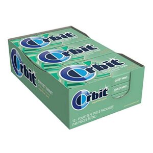 orbit sweet mint sugar free chewing gum, 12 packs of 14-pieces (168 total pieces)