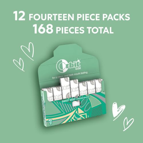 ORBIT Sweet Mint Sugar Free Chewing Gum, 12 Packs of 14-Pieces (168 Total Pieces)